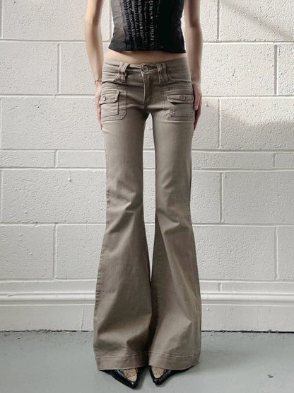 Slim Fit Simple Flared Pants High Causal England Style All-match Basic Jeans Classical Clothing