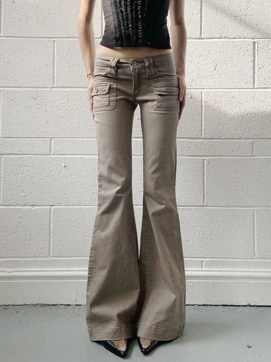 Slim Fit Simple Flared Pants High Causal England Style All-match Basic Jeans Classical Clothing