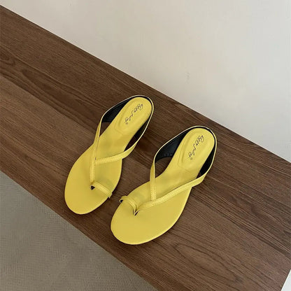 Summer Square Low Heel Slipper Narrow Band Sandal Outdoor Beach Slides Shoes Big Size 40