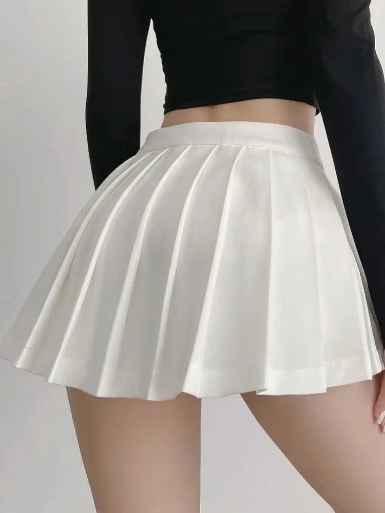 Pleated Skirts Korean High Waist Mini Skirts Jk Preppy Summer White Black Gyaru Tennis Extreme Skirt