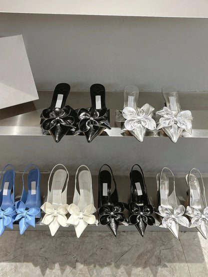 Spring Summer New High Heel Bow Pointed Toe Stiletto Sandals Shoes