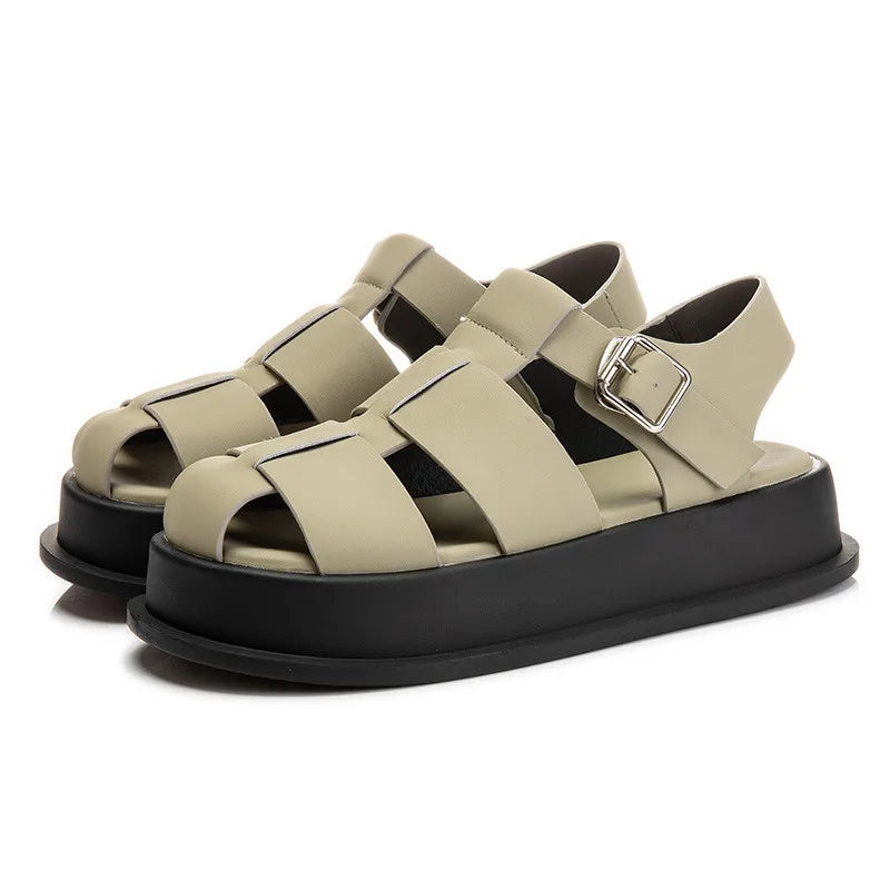 Summer Sandals New Roman Sandals Closed Toe Leisure Thick Soled Woven Shoes Sandals