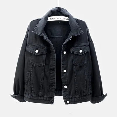 Denim Jacket Spring Autumn Short Coat Pink Jean Jackets Tops Purple Yellow White Loose Tops Lady Outerwear