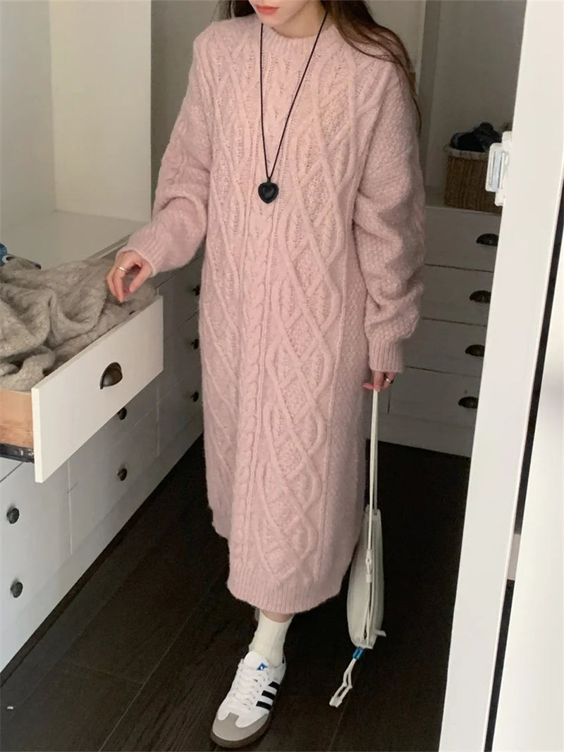 Stylish Sweaters Straight Dress Warm Straight Gentle Ol Loose Winter Knitted Thicken