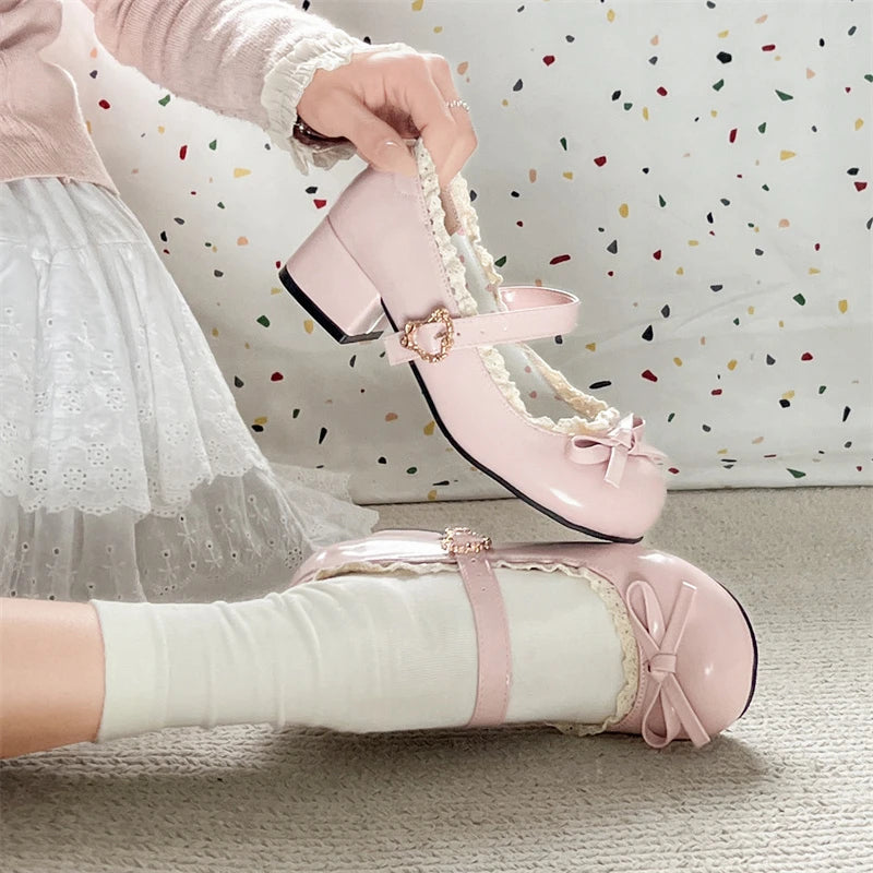 Jk Mary Jane Shoes Causal Shallow Butterflyknot Shoes Spring Autumn Female Leather Shoes