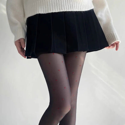 Purple Polka Dot Silk Socks Y2k Stockings Spring/summer Thin Thigh High Socks Transparency Black Tights Pantyhose