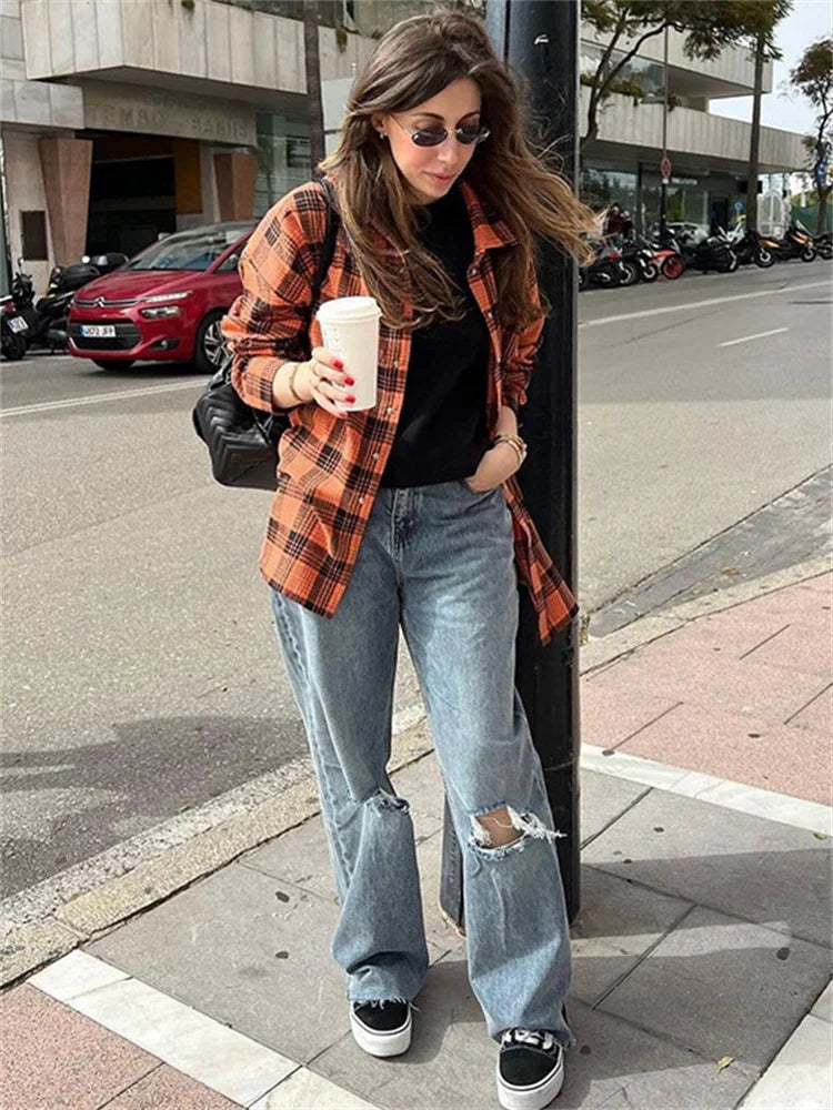 For Shirts Outwear Lapel Loose Patchwork Long Sleeve Striped Female Cardigan Coat