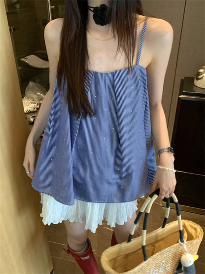 Romance Sweet Tank Tops Slim Gentle Office Lady Summer Loose Summer New All Match Maxi Skirts