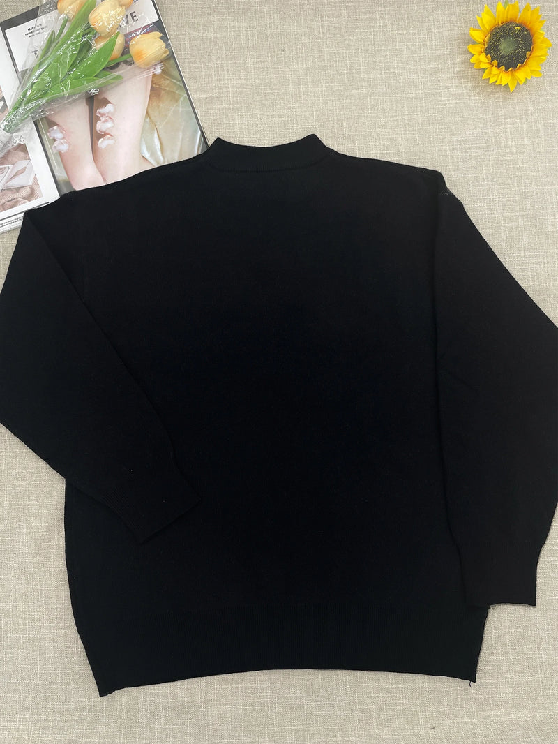 Temperament Commuter Style Pullover Sweater for ’s Autumn and Winter New Loose All-match Crew-neck Knitwear