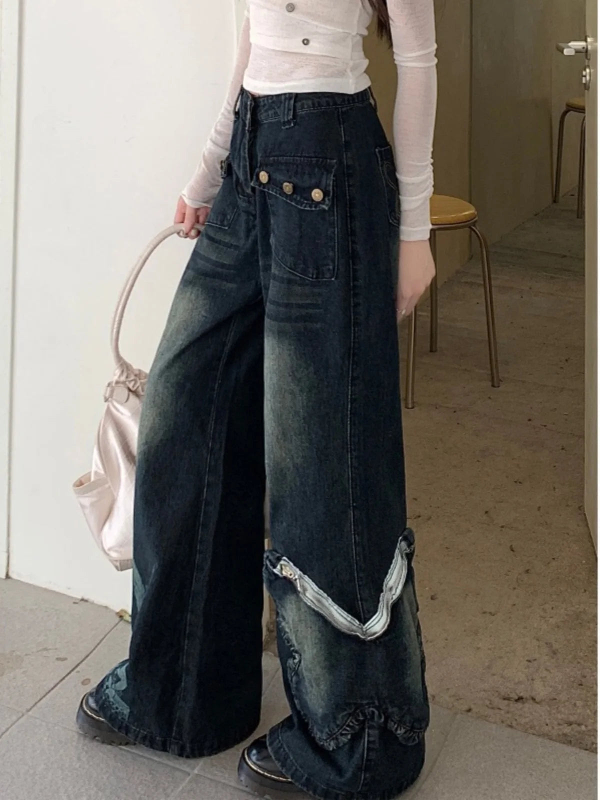 Blue Baggy Jeans Aesthetic Oversize Cowboy Pants Harajuku Straight Denim Trousers Y2k 2000s Trashy Clothes