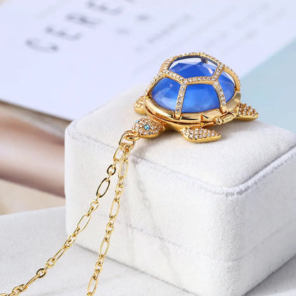 European and American Jewelry Diamondencrusted Resin Threedimensional Turtle Turtle Openable Sweater Chain Ring