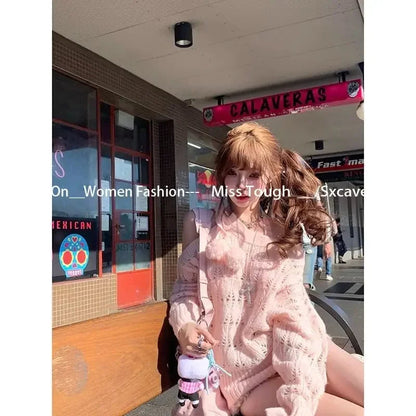 Korean Knitted Sweater Clothing Thin Pullover Sweet Japanese Autumn Winter Outfits