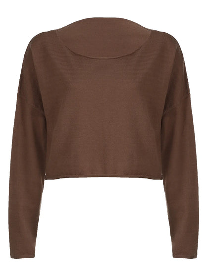 American Retro Loose Knitted Pullover Jumpers for O Neck Long Sleeve Brown Spring Autumn Sweaters