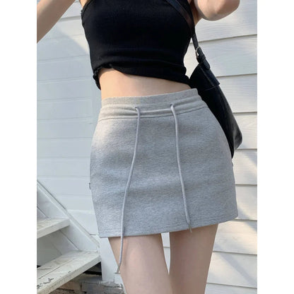 Lace Up High Waisted Mini Skirts Summer Street Bottoms Clubwear Bodycon Skirt