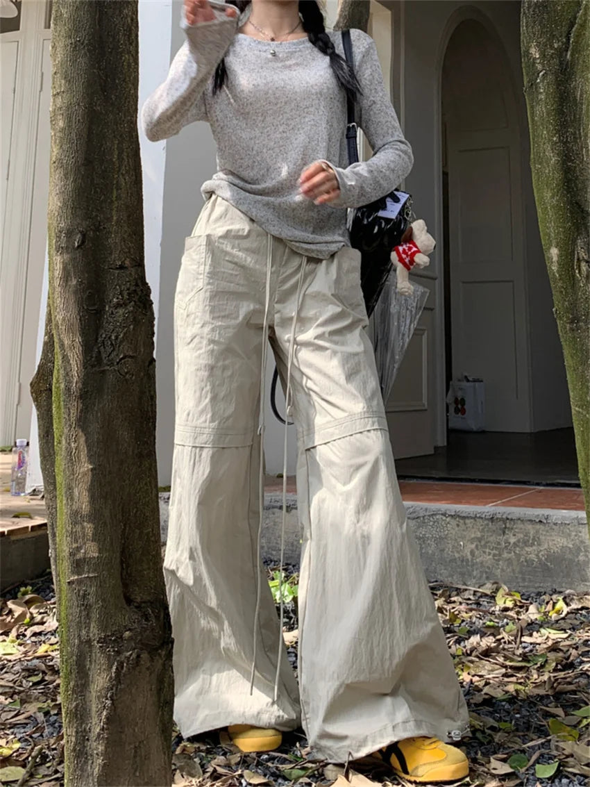 Low Waist Loose Pants Summer Daily New Wide Leg Minimalist All Match Slim Sports