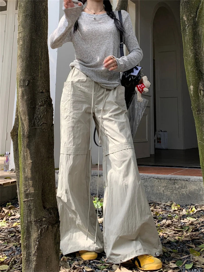 Low Waist Loose Pants Summer Daily New Wide Leg Minimalist All Match Slim Sports