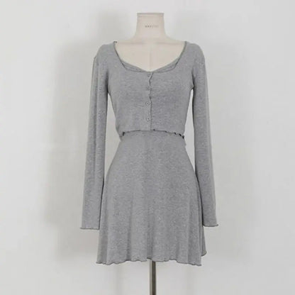 Summer Korean Clothing Short Strap Camisole Dress +short Coat Color Two Piece Sets Outfits