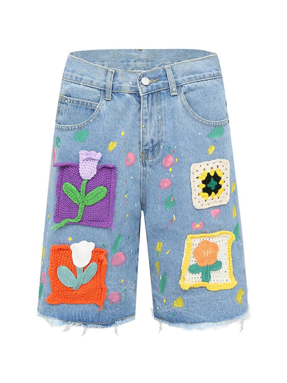 Korobov Knitted Denim Short Pants Female Summer New Loose Pants Tassel Design Short Para Mujeres