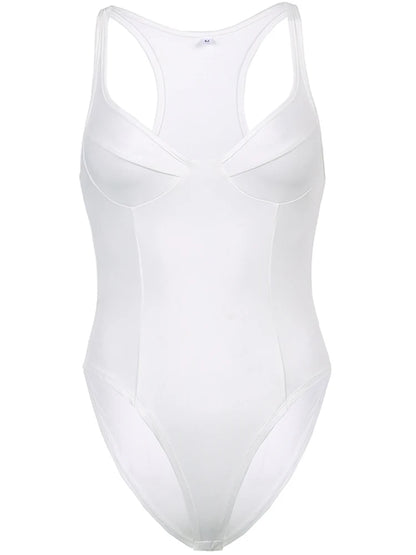 Sleeveless Strap Bodysuit Summer Backless Bodycon Short Jumpsuit Black White V Neck Body Suit Top