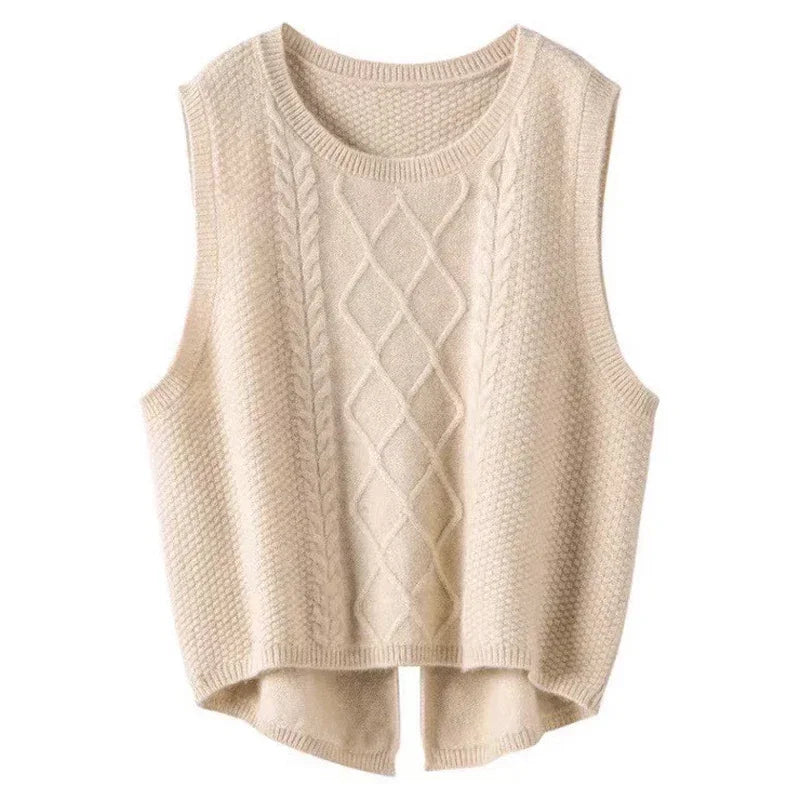 V-neck Sweater Vest Sleeveless Preppy Style Sweet Knitted Vest Female Pullover Waistcoat Fall Winter