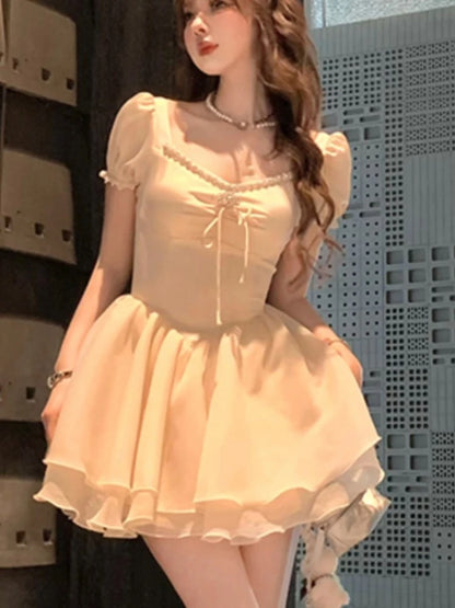 Princess Birthday Party Mini Dresses for Diamons Ball Gown A-line Korean One Piece Vestido Mujer