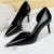 Shoes Black Patent Leather High Heels Metal Pointed Pumps Party Shoes Stilettos 7 Cm 10.5cm Heels