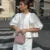 Satin Puff Short Sleeve Top Loose Buckle O-neck Shirts Female Spring Summer Office Lady Outwear
