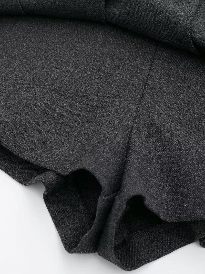 Patchwork Pleated Mini Pant Skirts Woman Autumn High Waist Aline Short Faldas Female Skirt