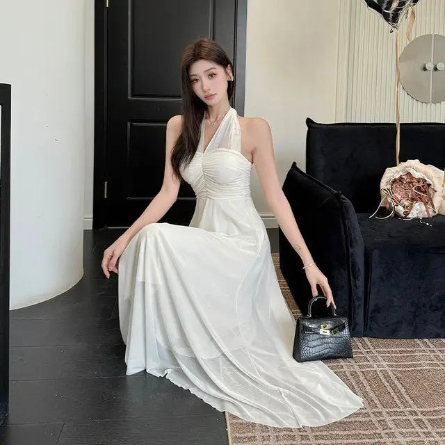 Dresses Spring Summer Halter Beach Style Backless Long Dresses Korean Vestidos Mujer