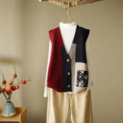 Korean Crop Sweater Vest Loose Sweater Vest Cable Knit Sweater Vest for Designer Tops