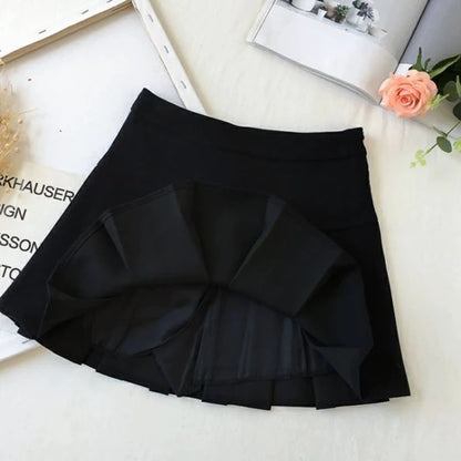 Harajuku Pleated Skirt High Waist Black Mini Skirts Korean Preppy School Uniform All Match a Line Skirt