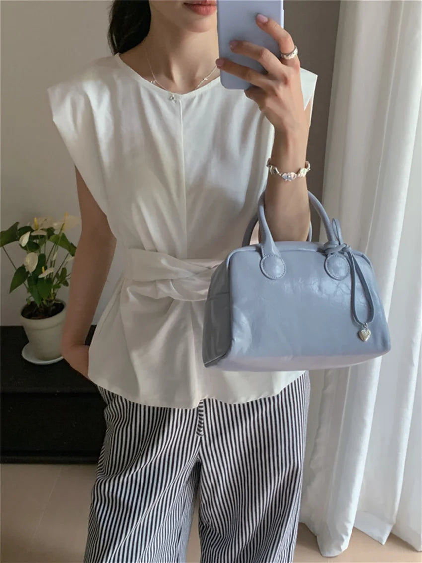 Work Wear Blouses Minimalist Summer Sleeveless Daily New Office Lady