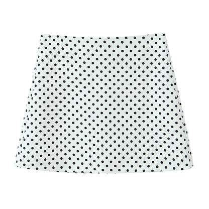 2 Piece Set Dot Printed Singlebreasted Lapel Loose Shirt Top Blouse Female Mini Pencil Skirts