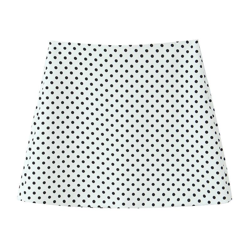 2 Piece Set Dot Printed Singlebreasted Lapel Loose Shirt Top Blouse Female Mini Pencil Skirts