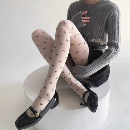 Purple Polka Dot Silk Socks Y2k Stockings Spring/summer Thin Thigh High Socks Transparency Black Tights Pantyhose