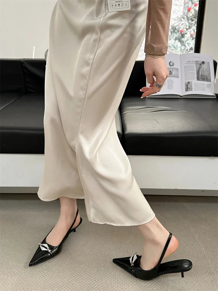 Crystal Diamond Pointed Toe Pumps Thin Low Heels Wedding Party Dress Sandals Shoes Zapatos De Mujer
