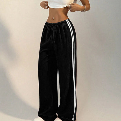 New Striped Pants Summer Basic Straight Slim Trousers Female Simple Versatile Pants
