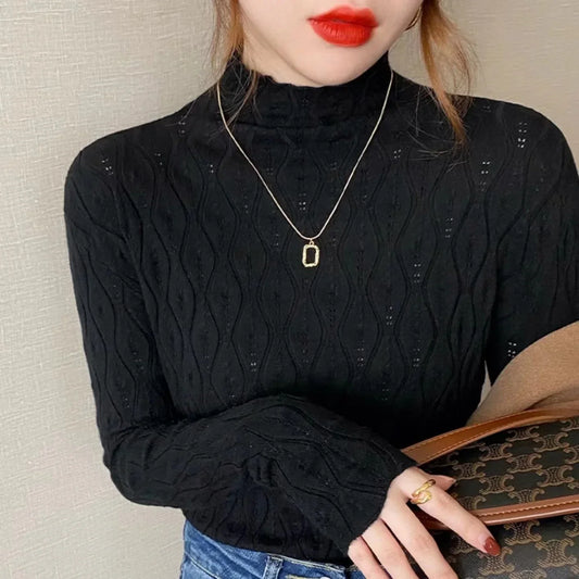 New Faux Cashmere Turtleneck Sweaters Autumn Winter Warm Pullover Slim Tops Knitted Sweater Jumper Soft Pull Female