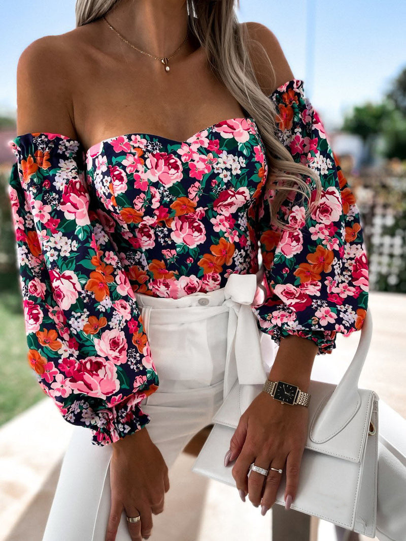 Top Summer Off Shoulder Blouses Holiday Slash Neck Tops