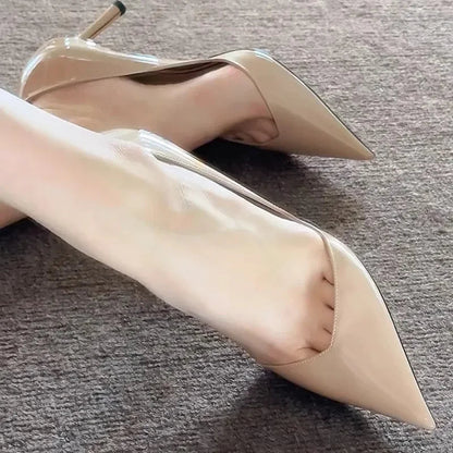European and American Slimheeled Shoes Pu Pointed Toe Stiletto Sandals Office Girl High Heels