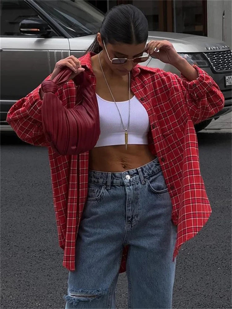 Loose Lapel Shirts Coat for Patchwork Cardigan Autumn High Street Baggy Female Blouse