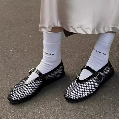 Summer Hollow Out Flat Mary Jane Shoes Comfort Soft Sole Slip on Outdoors Party Dress Shoes