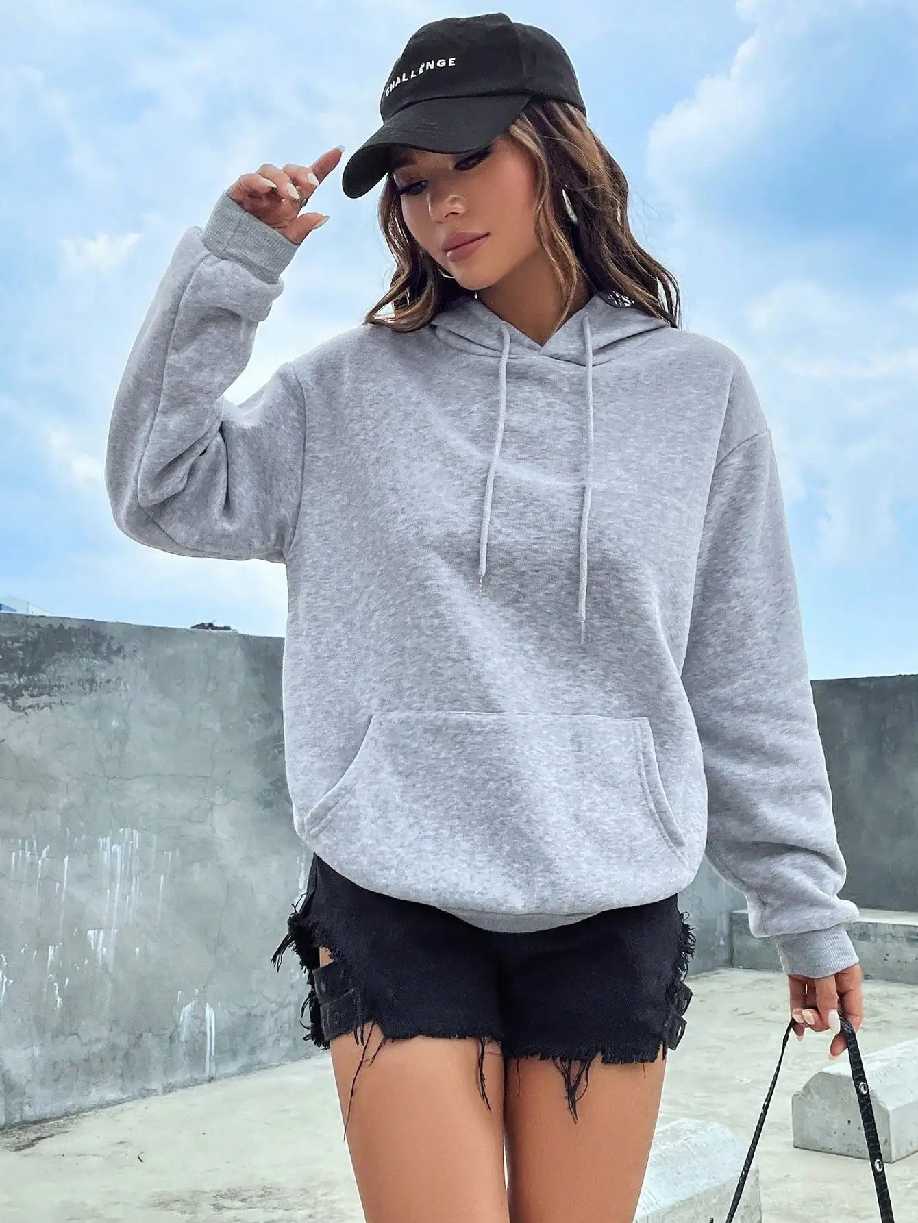 Color Hoodie for Female Pocket Creative Sweatshirts All-match Street Clothes Fleece Pullovers