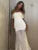 Strapless Pleated Mesh Splice Maxi Dress Two-piece Backless See Through Party Dresses Slim One Step Dress