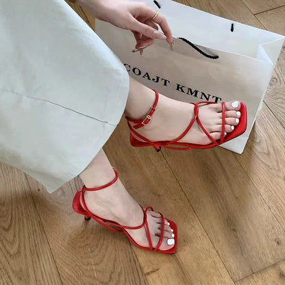 Shoes Sandals Stiletto Heels Suit Female Beige Allmatch Low New Comfort High Retro Summer