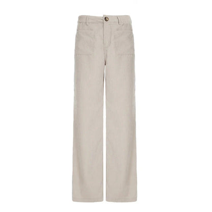 Causal All-match Basic Corduroy Pants Gentle Loose Wide Leg Pants Simple High Autumn New