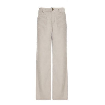 Causal All-match Basic Corduroy Pants Gentle Loose Wide Leg Pants Simple High Autumn New