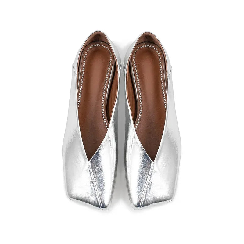 European and American Genuine Leather Flat Bottomed Square Toe Single Shoes for Wearing Two Mary Jane Shoes
