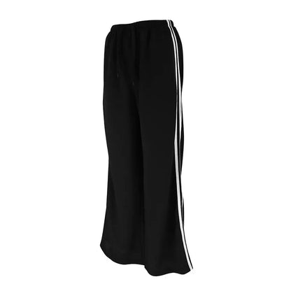 New Striped Pants Summer Basic Straight Slim Trousers Female Simple Versatile Pants
