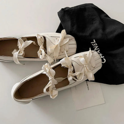 Square Head Bow Shallow Mouth Ballet Shoes Onepedal Flat Mary Jane Single Shoes